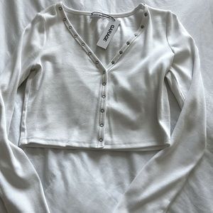 garage white top, stretchy, soft, never worn